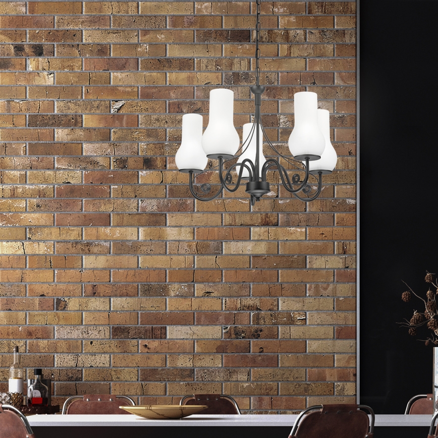 Brilagi - LED Candeeiro suspenso COTTAGE 5xE14/40W/230V preto/branco