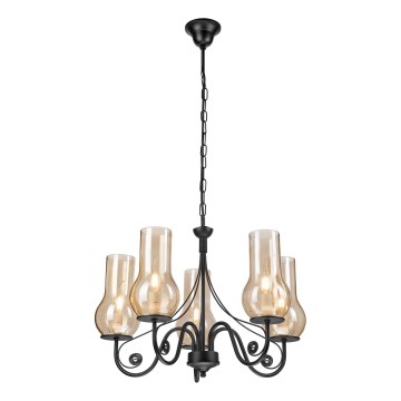 Brilagi - LED Candeeiro suspenso COTTAGE 5xE14/40W/230V preto/castanho