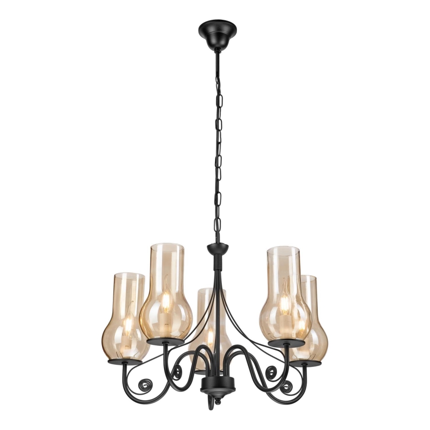 Brilagi - LED Candeeiro suspenso COTTAGE 5xE14/40W/230V preto/castanho