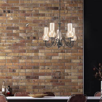 Brilagi - LED Candeeiro suspenso COTTAGE 5xE14/40W/230V preto/castanho