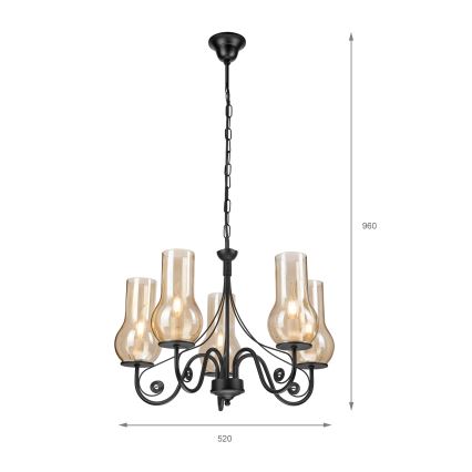 Brilagi - LED Candeeiro suspenso COTTAGE 5xE14/40W/230V preto/castanho