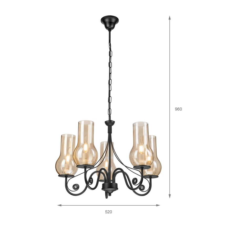 Brilagi - LED Candeeiro suspenso COTTAGE 5xE14/40W/230V preto/castanho