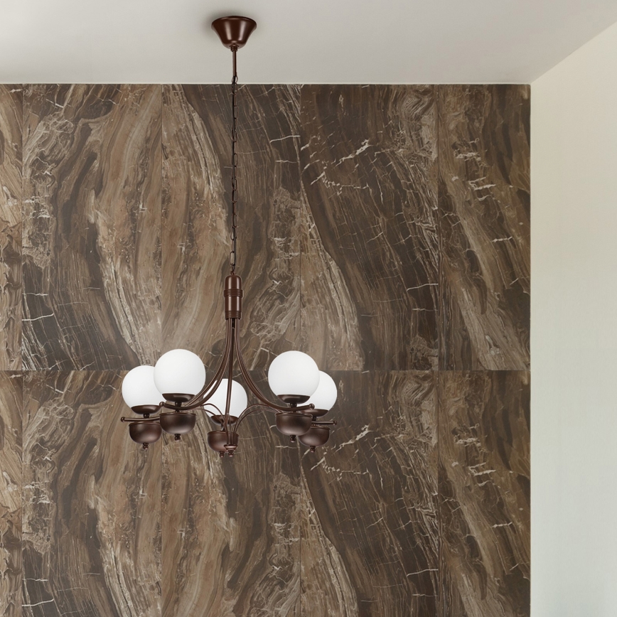 Brilagi - LED Candeeiro suspenso COTTAGE 5xG9/40W/230V carvalho/branco