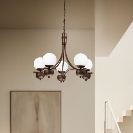 Brilagi - LED Candeeiro suspenso COTTAGE 5xG9/40W/230V carvalho/branco