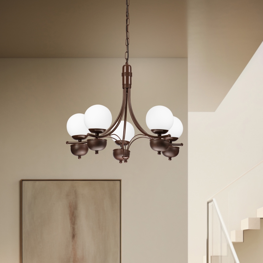 Brilagi - LED Candeeiro suspenso COTTAGE 5xG9/40W/230V carvalho/branco