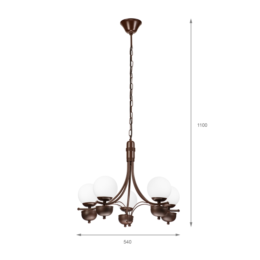 Brilagi - LED Candeeiro suspenso COTTAGE 5xG9/40W/230V carvalho/branco