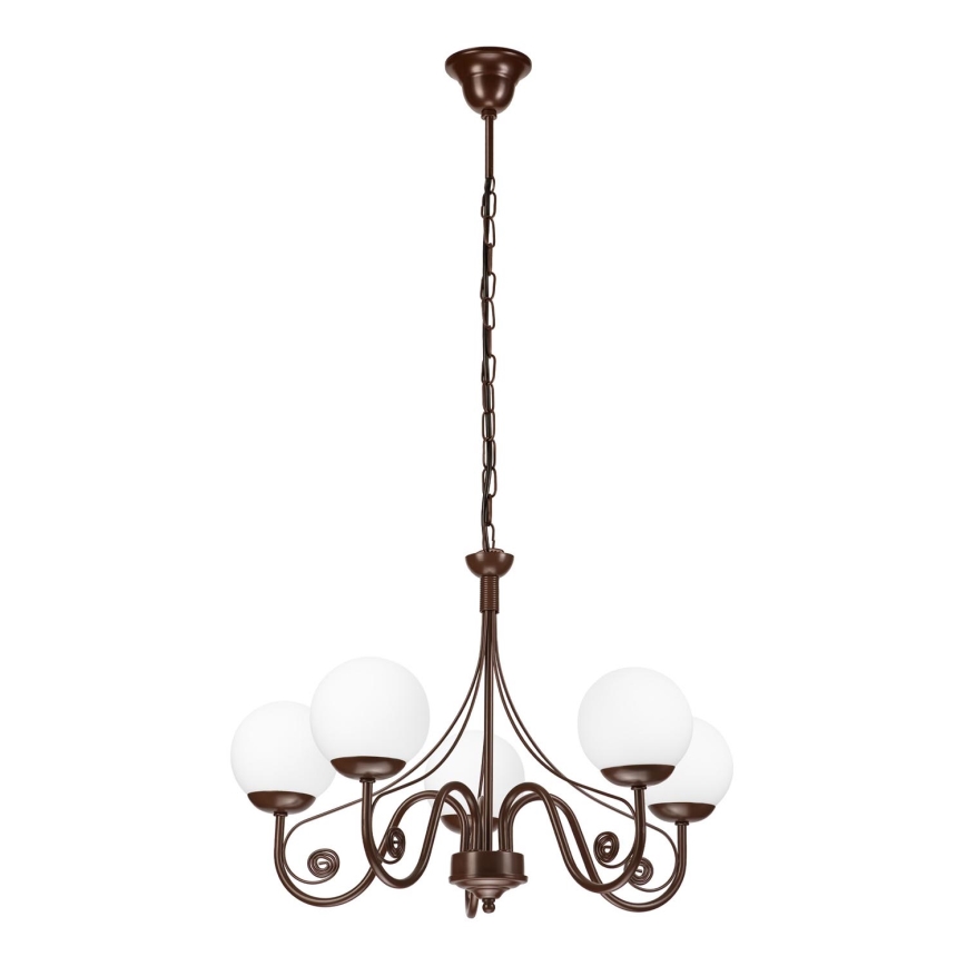 Brilagi - LED Candeeiro suspenso COTTAGE 5xG9/40W/230V castanho/branco