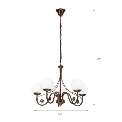 Brilagi - LED Candeeiro suspenso COTTAGE 5xG9/40W/230V castanho/branco