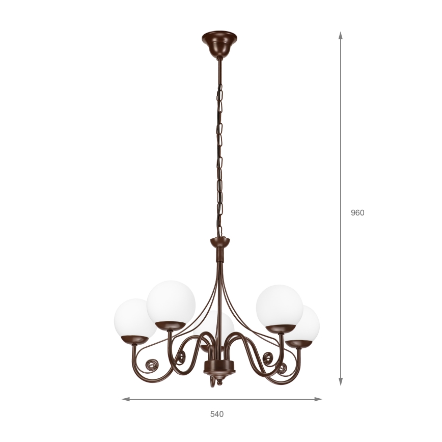 Brilagi - LED Candeeiro suspenso COTTAGE 5xG9/40W/230V castanho/branco