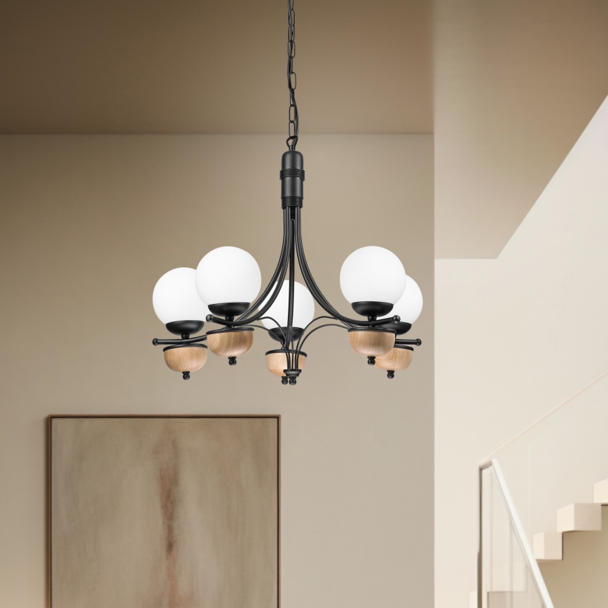 Brilagi - LED Candeeiro suspenso COTTAGE 5xG9/40W/230V faia/branco