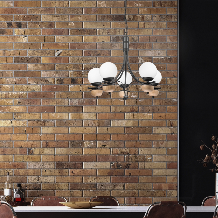 Brilagi - LED Candeeiro suspenso COTTAGE 5xG9/40W/230V faia/branco