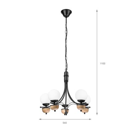 Brilagi - LED Candeeiro suspenso COTTAGE 5xG9/40W/230V faia/branco