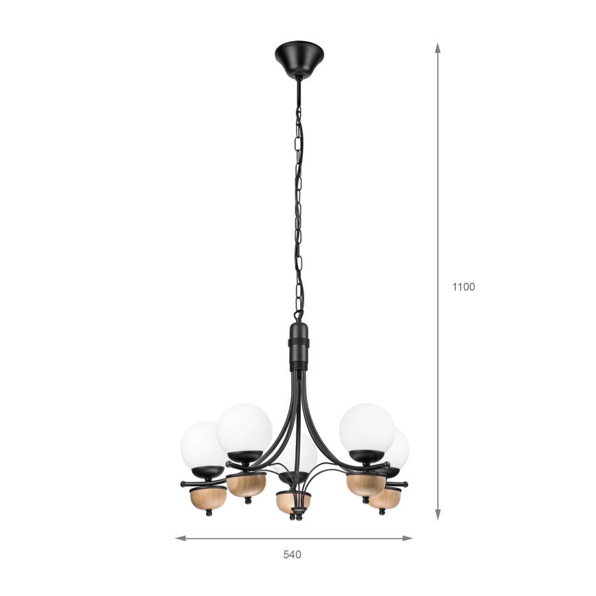 Brilagi - LED Candeeiro suspenso COTTAGE 5xG9/40W/230V faia/branco
