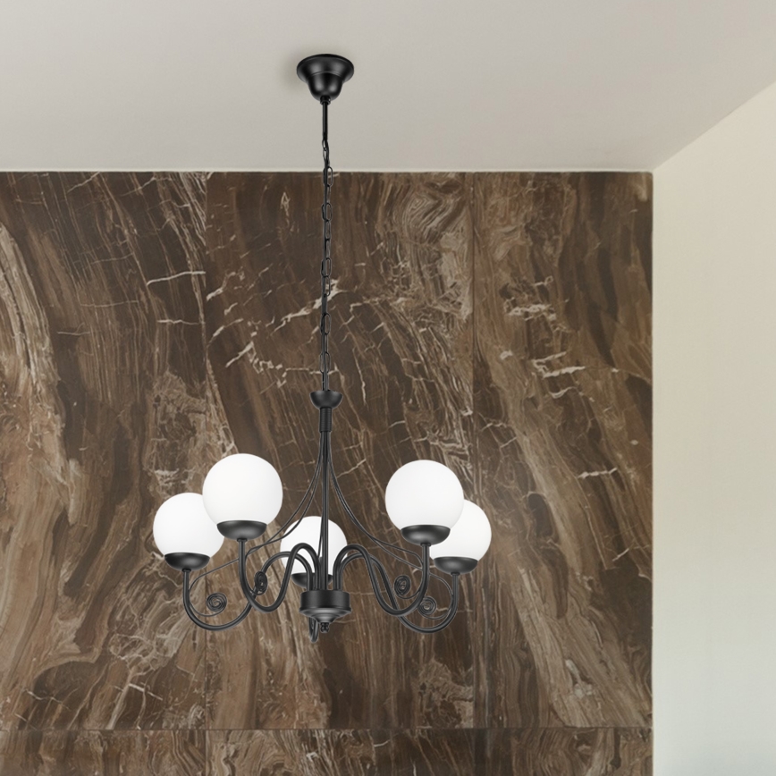 Brilagi - LED Candeeiro suspenso COTTAGE 5xG9/40W/230V preto/branco