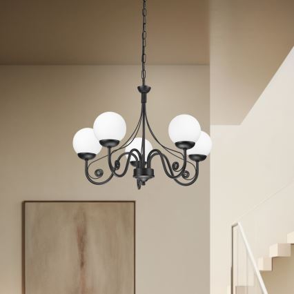 Brilagi - LED Candeeiro suspenso COTTAGE 5xG9/40W/230V preto/branco