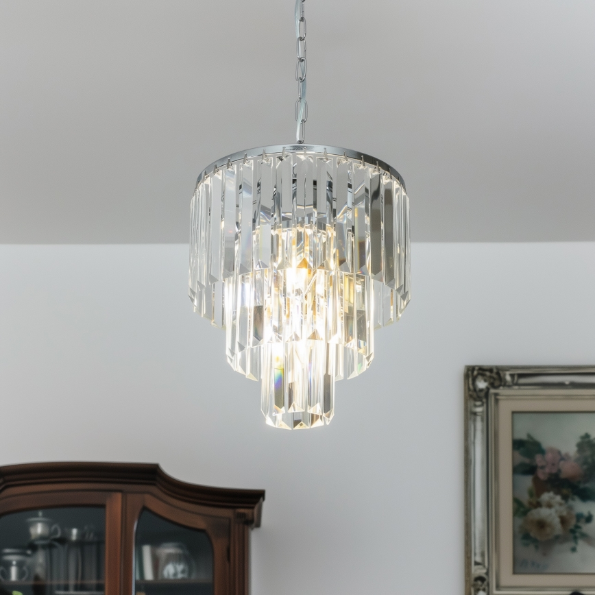 Brilagi - LED Candeeiro suspenso de cristal MOZART 4xE14/40W/230V cromado brilhante