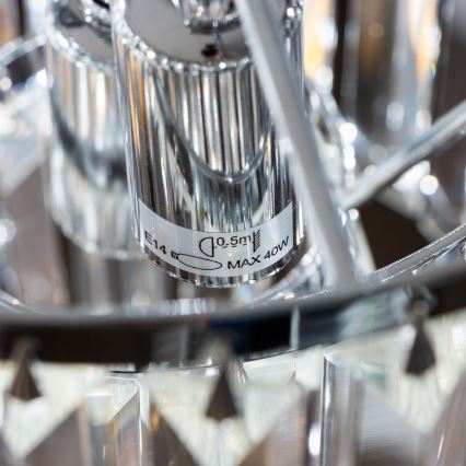 Brilagi - LED Candeeiro suspenso de cristal MOZART 4xE14/40W/230V cromado brilhante