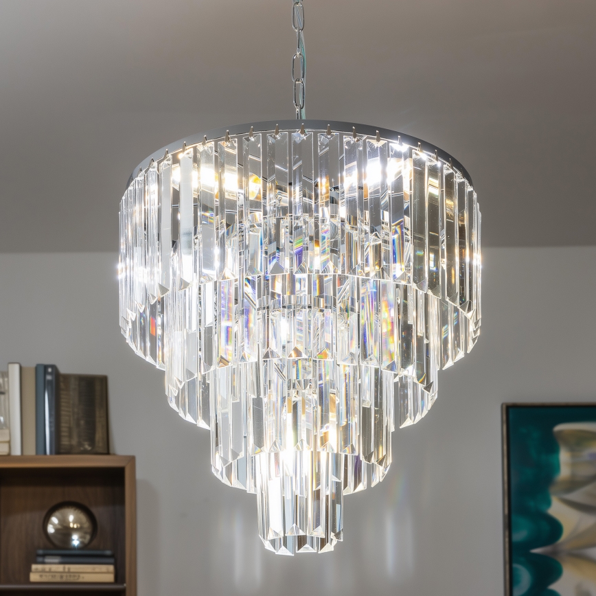 Brilagi - LED Candeeiro suspenso de cristal MOZART 5xE14/40W/230V cromado brilhante