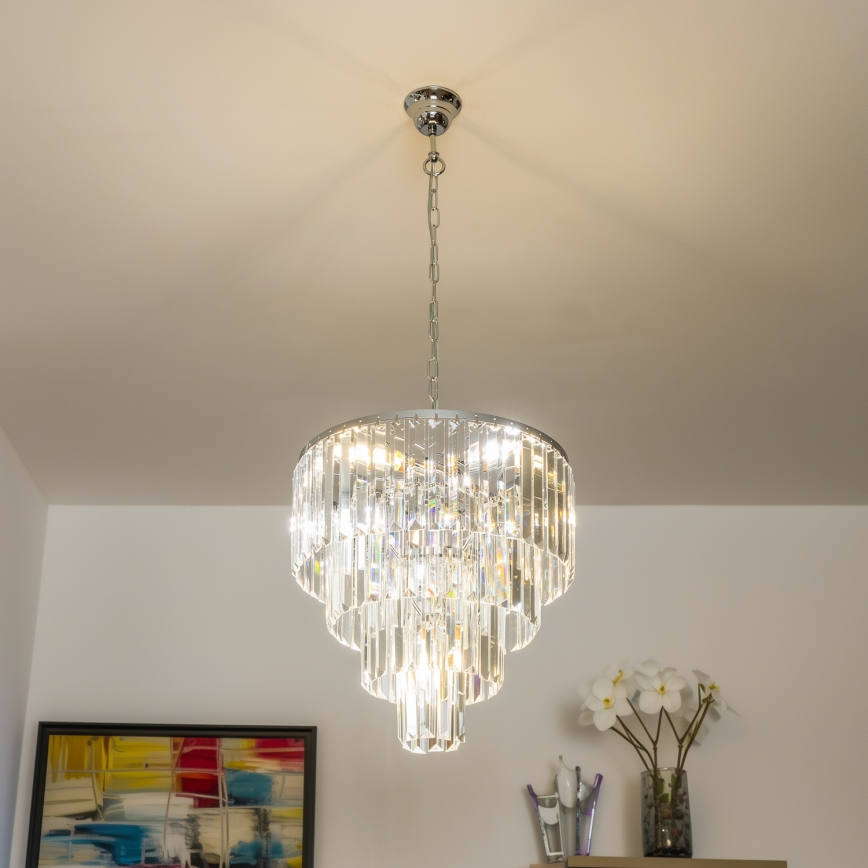 Brilagi - LED Candeeiro suspenso de cristal MOZART 5xE14/40W/230V cromado brilhante