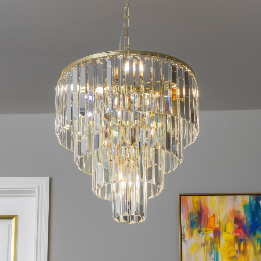 Brilagi - LED Candeeiro suspenso de cristal MOZART 5xE14/40W/230V dourado