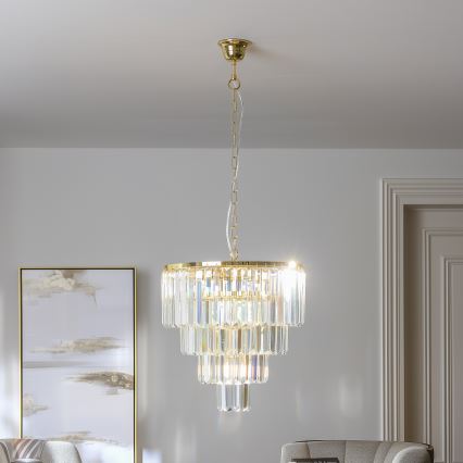 Brilagi - LED Candeeiro suspenso de cristal MOZART 5xE14/40W/230V dourado