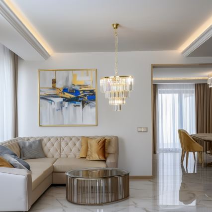 Brilagi - LED Candeeiro suspenso de cristal MOZART 5xE14/40W/230V dourado