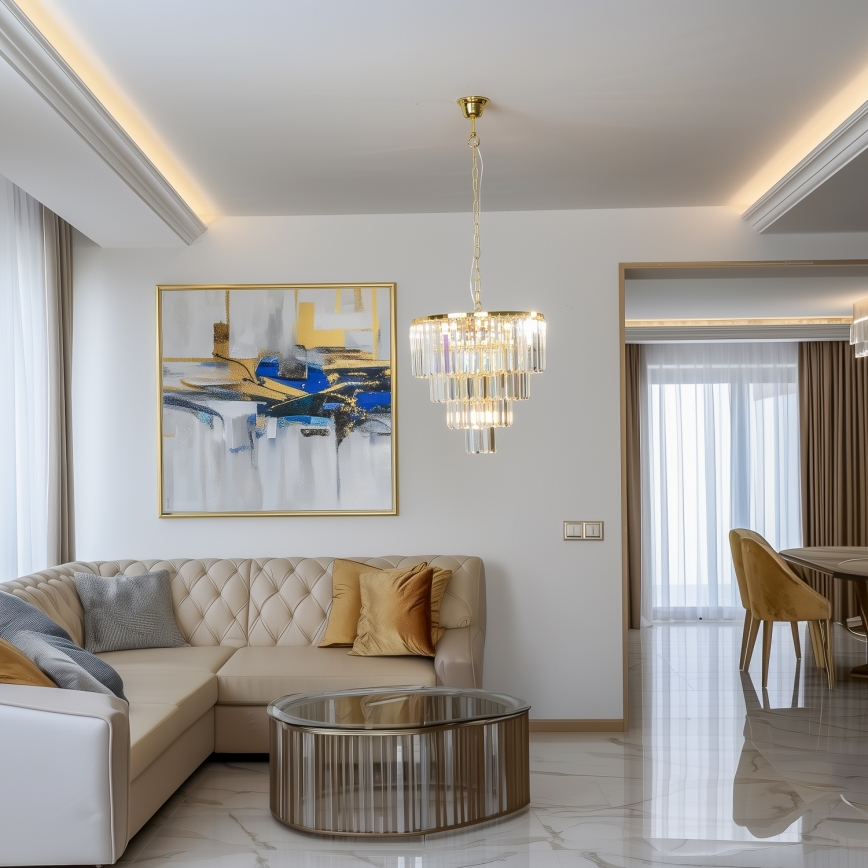 Brilagi - LED Candeeiro suspenso de cristal MOZART 5xE14/40W/230V dourado