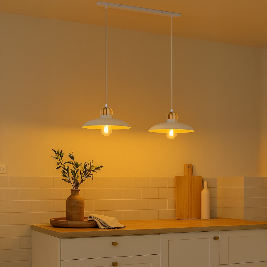 Brilagi - LED Candeeiro suspenso FLAMENGO 2xE27/60W/230V branco