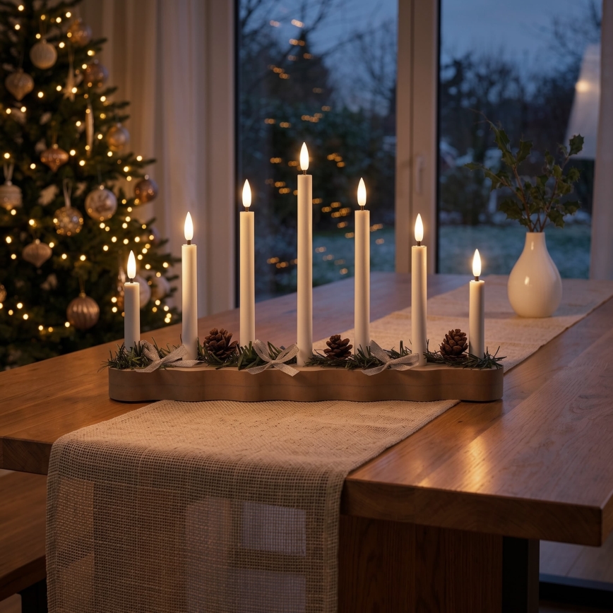 BRILAGI - LED castiçal de Natal 7xLED/2xAA bege/branco