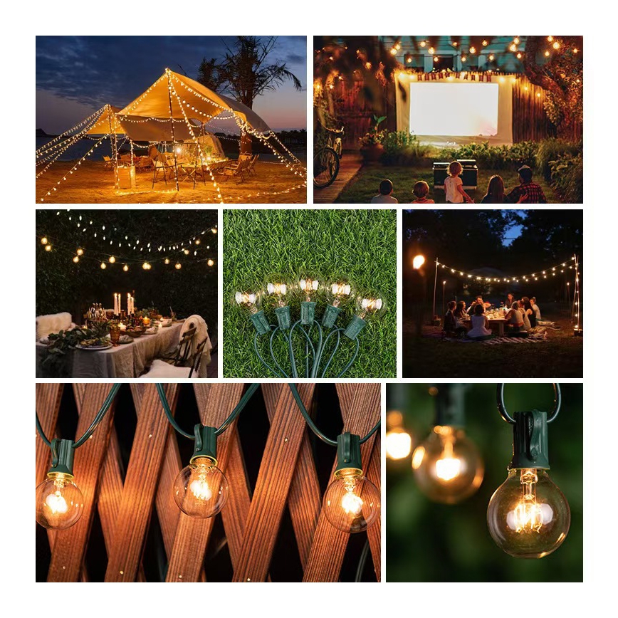 Brilagi - Corrente decorativa LED para exterior GIRLANDA 25xE12/0,8W/230V 20m verde IP44 branco quente