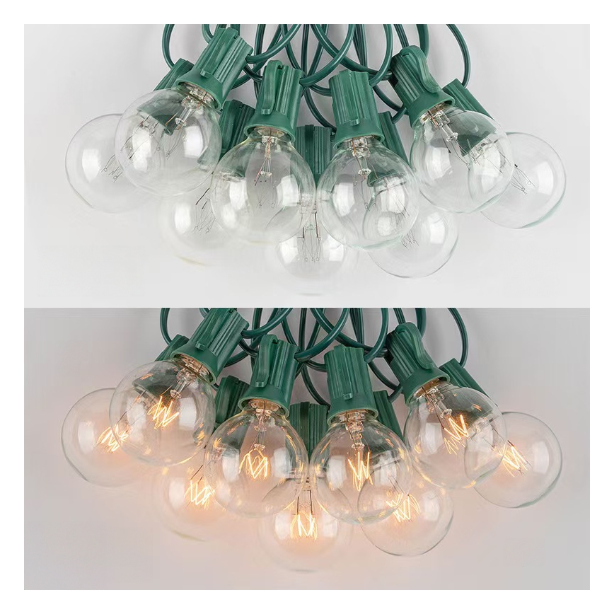 Brilagi - Corrente decorativa LED para exterior GIRLANDA 25xE12/0,8W/230V 20m verde IP44 branco quente