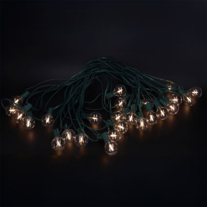 Brilagi - Corrente decorativa LED para exterior GIRLANDA 25xE12/0,8W/230V 20m verde IP44 branco quente