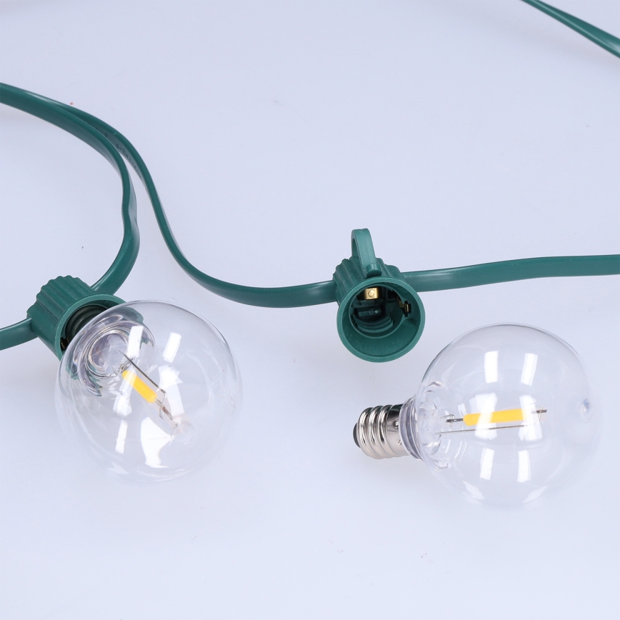 Brilagi - Corrente decorativa LED para exterior GIRLANDA 25xE12/0,8W/230V 20m verde IP44 branco quente