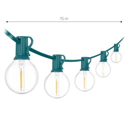Brilagi - Corrente decorativa LED para exterior GIRLANDA 25xE12/0,8W/230V 20m verde IP44 branco quente