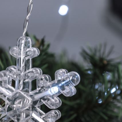 BRILAGI - LED Cortina de Natal 77xLED/3xAA/USB 3,8m flocos de neve branco frio