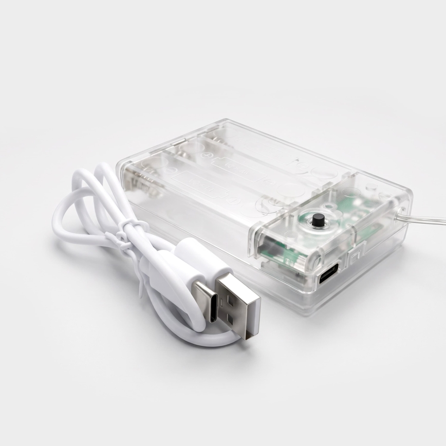 BRILAGI - LED cortina de Natal 77xLED/3xAA/USB 3,8m flocos de neve branco quente