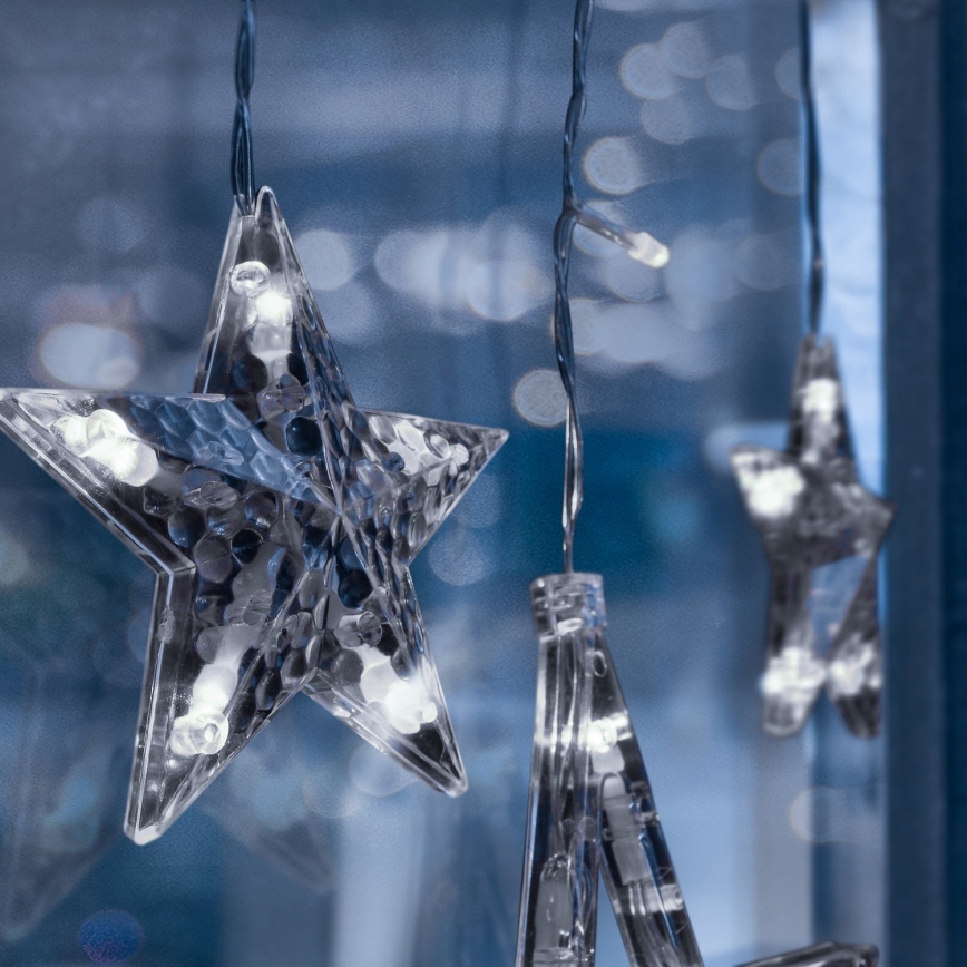 Brilagi - LED Curtina de Natal exterior 123xLED/3xAA/USB 3m IP44 branco frio