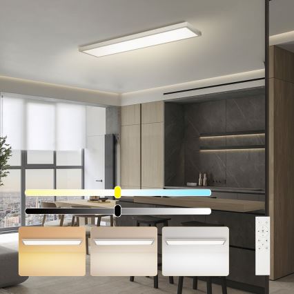 Brilagi - LED dimerizável candeeiro de teto para casa de banho FRAME SMART LED/50W/230V 120x30 cm 3000-6000K IP44 prateado + controlo remoto