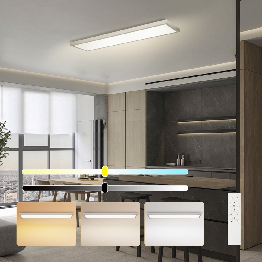 Brilagi - LED dimerizável candeeiro de teto para casa de banho FRAME SMART LED/50W/230V 120x30 cm 3000-6000K IP44 prateado + controlo remoto