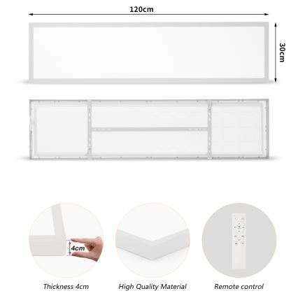 Brilagi - LED dimerizável candeeiro de teto para casa de banho FRAME SMART LED/50W/230V 120x30 cm 3000-6000K IP44 prateado + controlo remoto