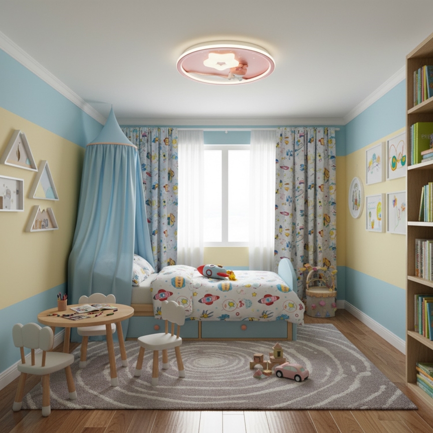 Brilagi - Candeeiro de tecto infantil LED dimerizável BUNNY LED/83W/230V 3000-6000K diâmetro 49 cm + comando remoto