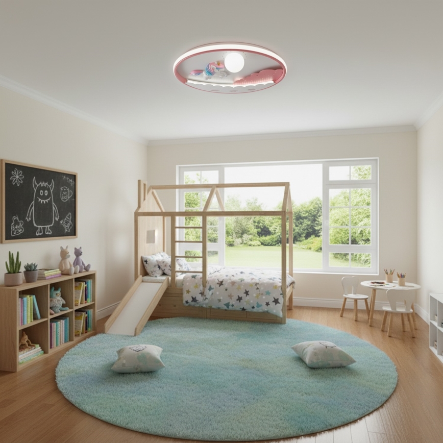Brilagi - Candeeiro de tecto infantil LED regulável UNICORN LED/68W/230V 3000-6000K Ø 49 cm + comando remoto