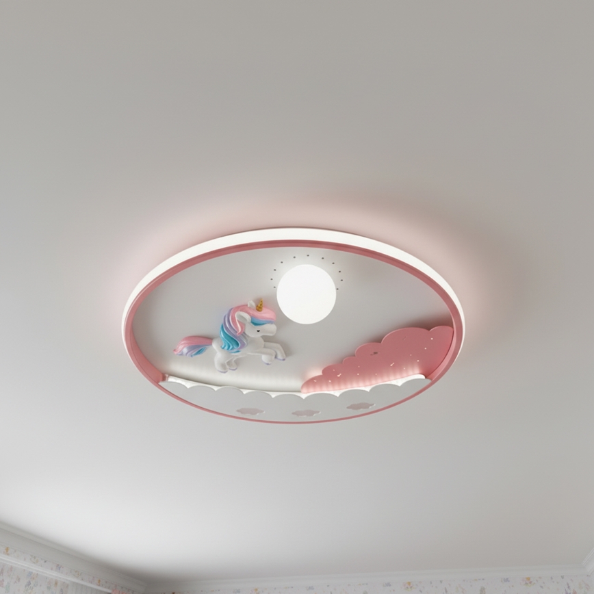 Brilagi - Candeeiro de tecto infantil LED regulável UNICORN LED/68W/230V 3000-6000K Ø 49 cm + comando remoto