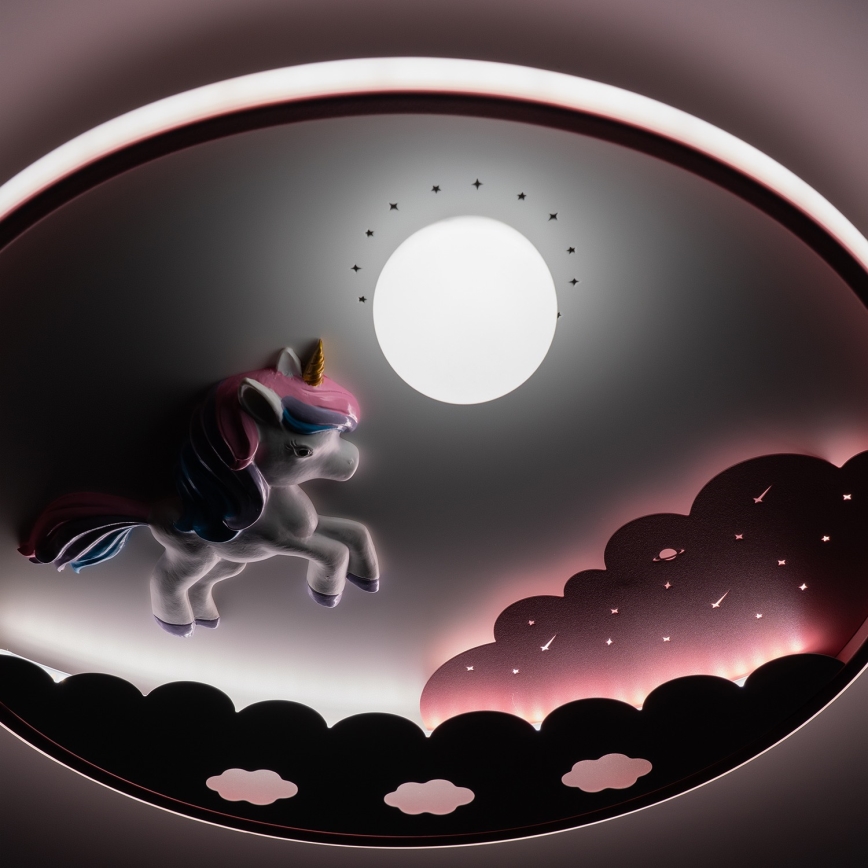 Brilagi - Candeeiro de tecto infantil LED regulável UNICORN LED/68W/230V 3000-6000K Ø 49 cm + comando remoto