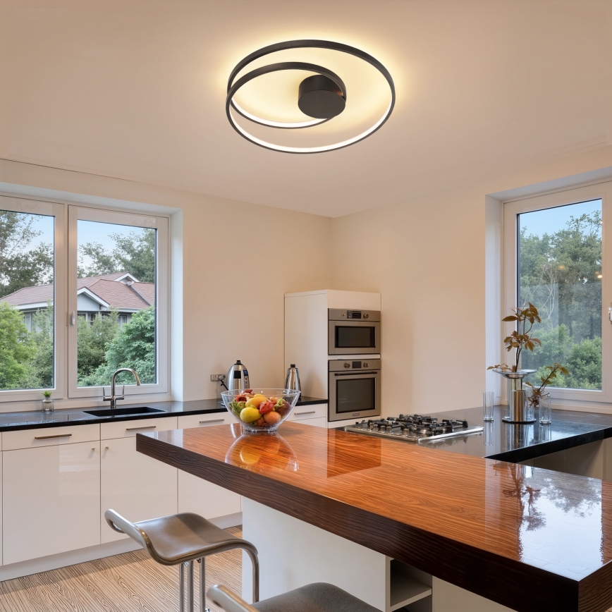 Brilagi - Luminária de teto LED dimerizável TWISTER LED/48W/230V 3000-6000K Ø 50 cm preta + controle remoto