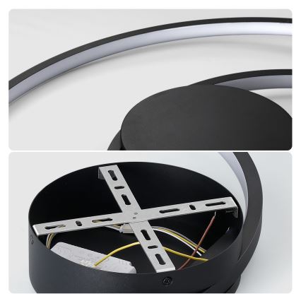 Brilagi - Luminária de teto LED dimerizável TWISTER LED/48W/230V 3000-6000K Ø 50 cm preta + controle remoto