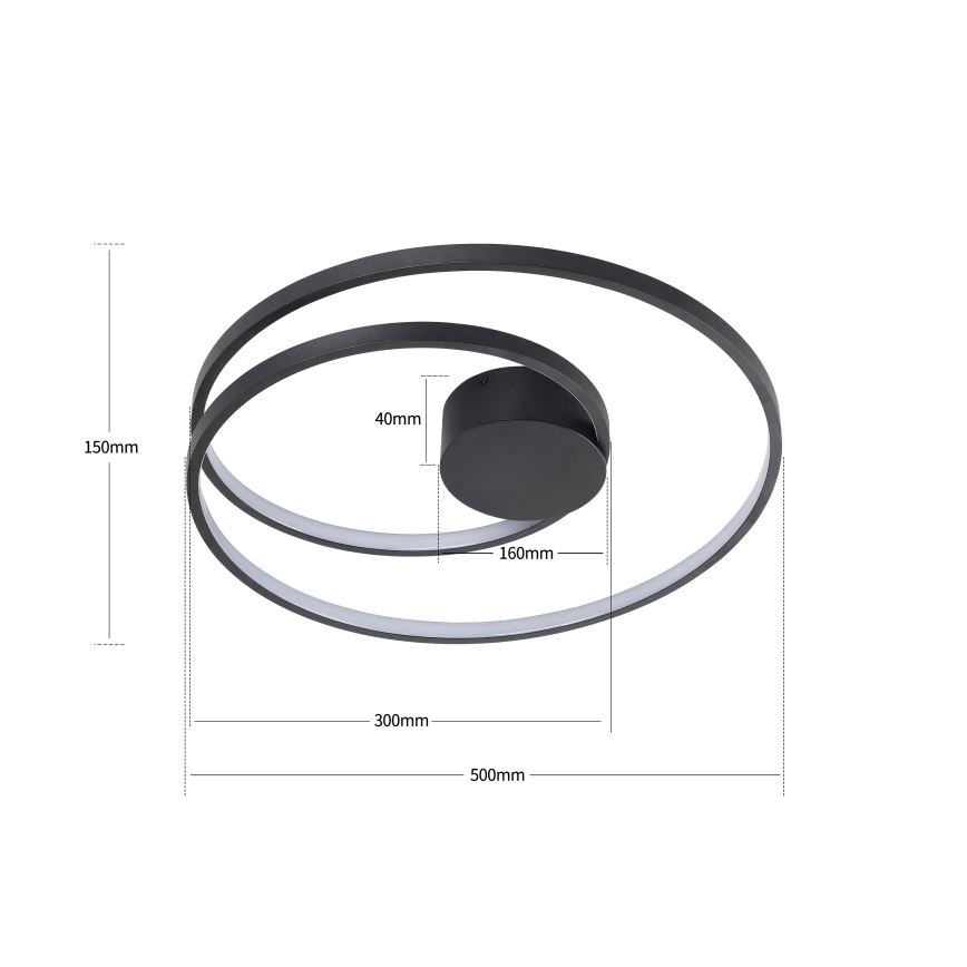 Brilagi - Luminária de teto LED dimerizável TWISTER LED/48W/230V 3000-6000K Ø 50 cm preta + controle remoto