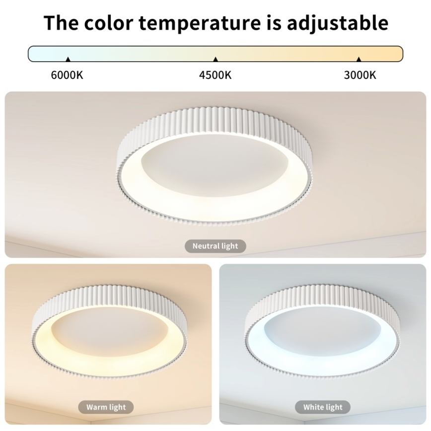 BRILAGI - Candeeiro de teto LED dimerizável FALCON MODERN LED/54W/230V 3000-6000K Ø 60 cm branco + comando remoto
