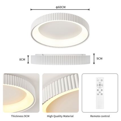 BRILAGI - Candeeiro de teto LED dimerizável FALCON MODERN LED/54W/230V 3000-6000K Ø 60 cm branco + comando remoto