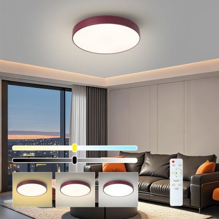 Brilagi - Candeeiro de tecto LED dimável POOL LED/48W/230V 3000-6000K Ø 40 cm bordô + controlo remoto